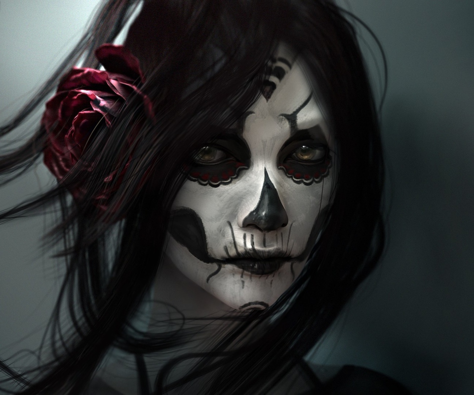 Fondo de pantalla Beautiful Skull Face Painting 960x800