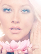 Das Christina Aguilera With Lotus Wallpaper 132x176