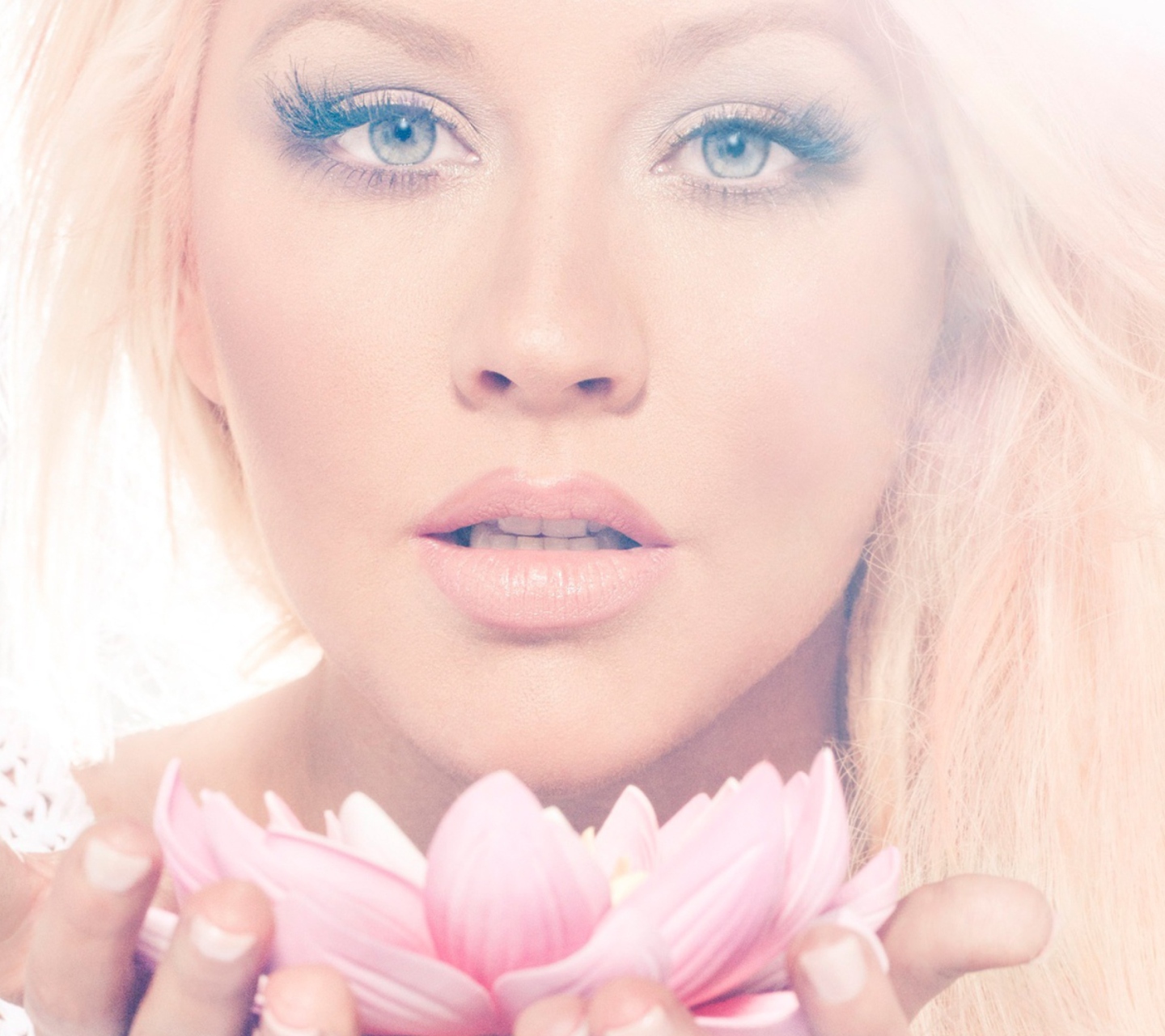 Christina Aguilera With Lotus wallpaper 1440x1280