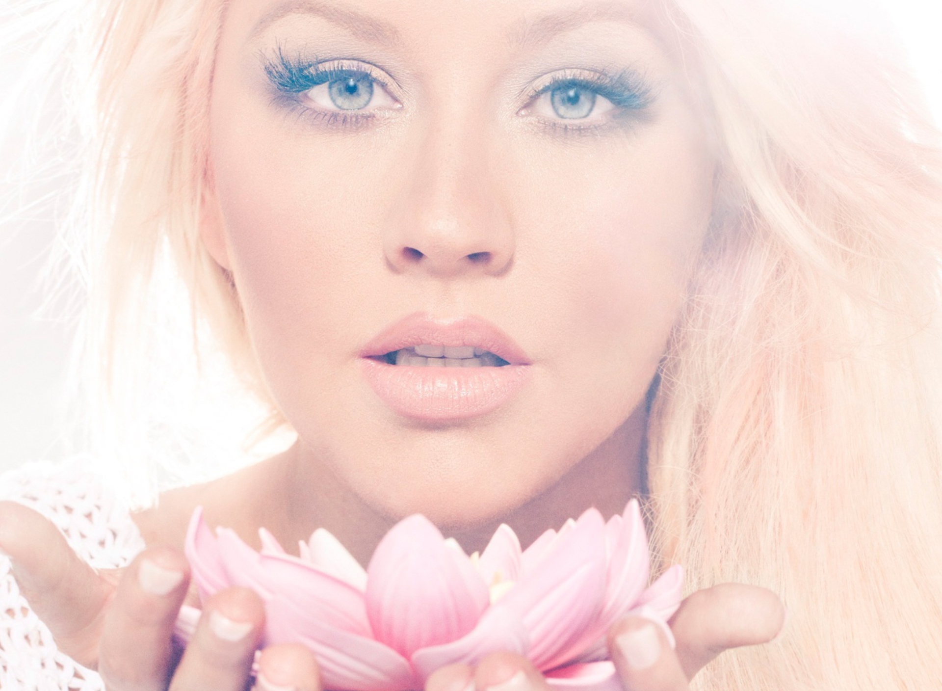 Christina Aguilera With Lotus wallpaper 1920x1408