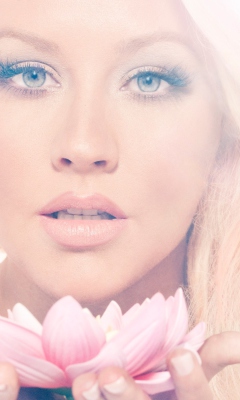Christina Aguilera With Lotus wallpaper 240x400