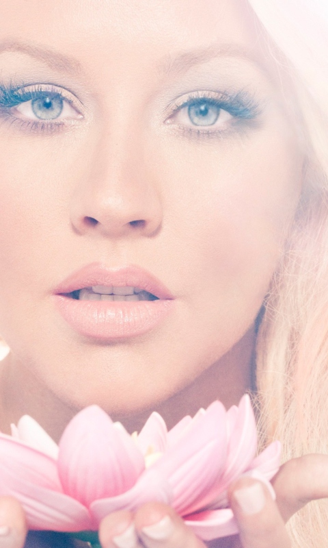 Christina Aguilera With Lotus wallpaper 480x800