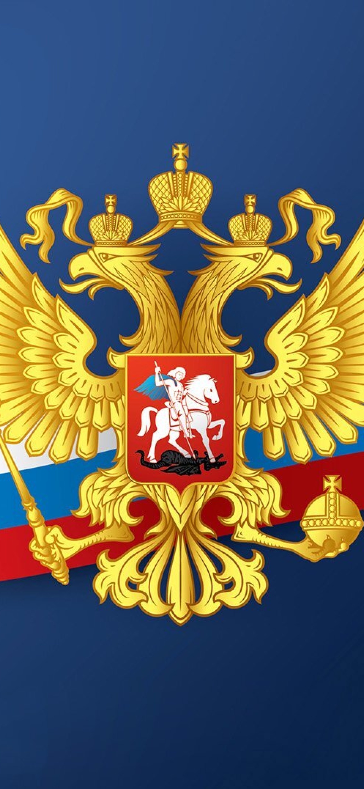 Обои Russian coat of arms and flag 1170x2532