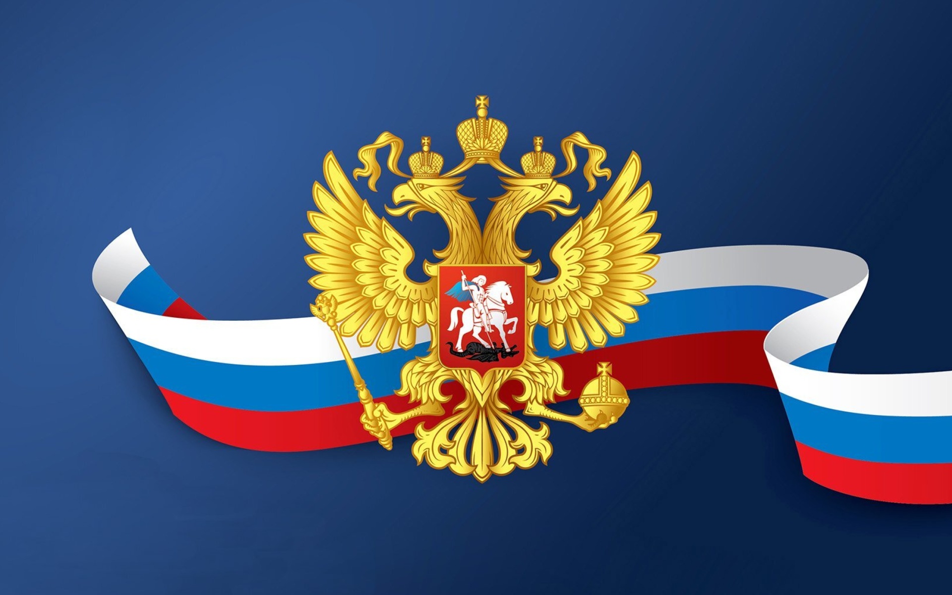 Russian coat of arms and flag wallpaper 1920x1200