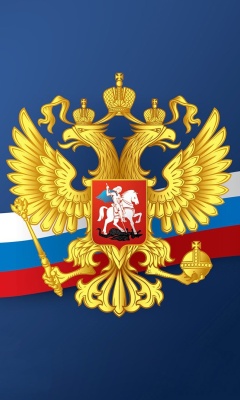 Das Russian coat of arms and flag Wallpaper 240x400