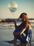 Das Girl With Balloon On Beach Wallpaper 132x176