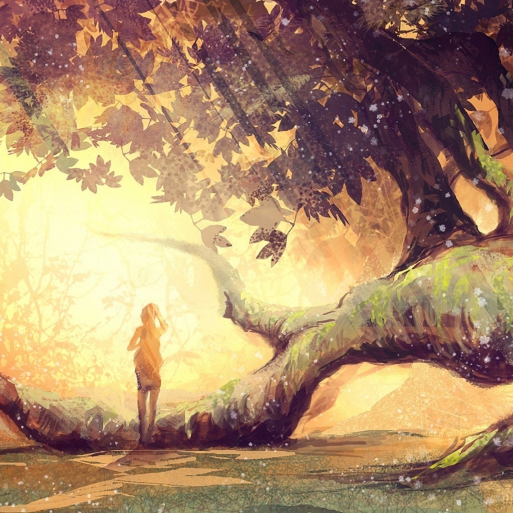 Sfondi Girl And Fantasy Tree 1024x1024