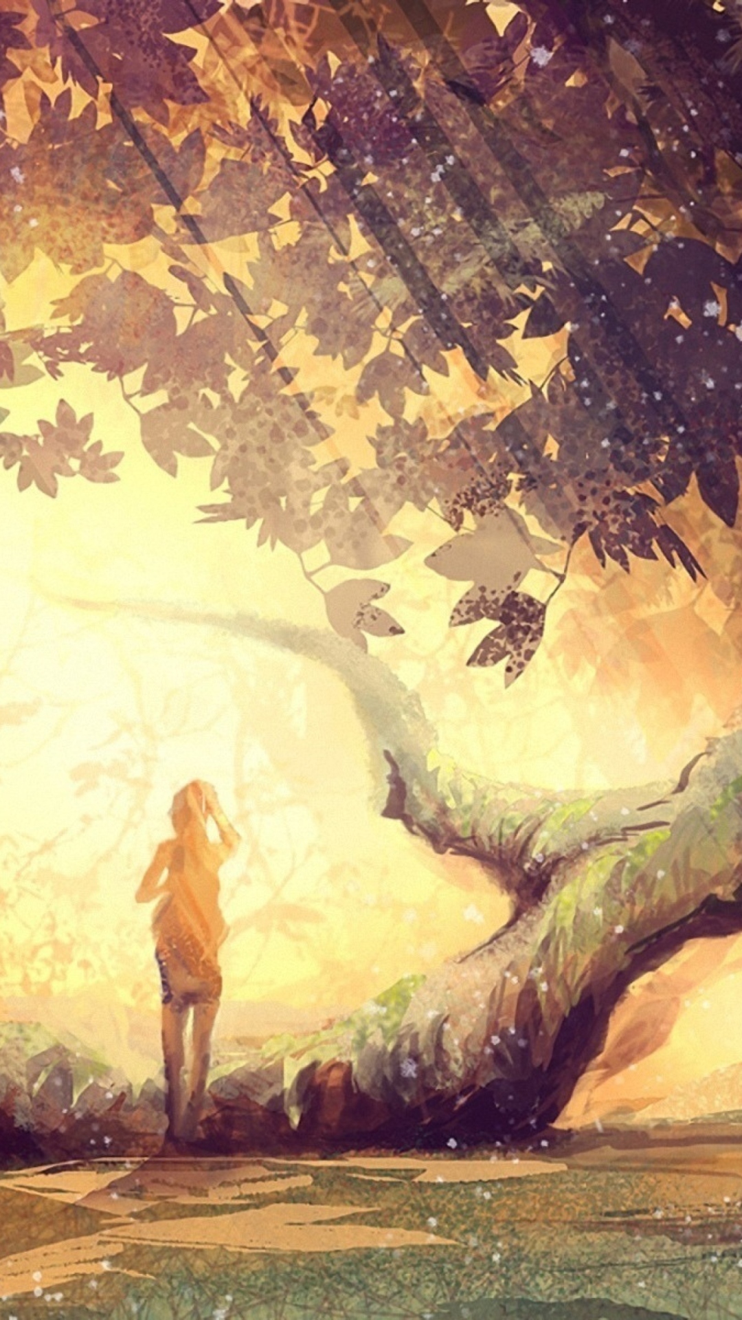 Das Girl And Fantasy Tree Wallpaper 1080x1920