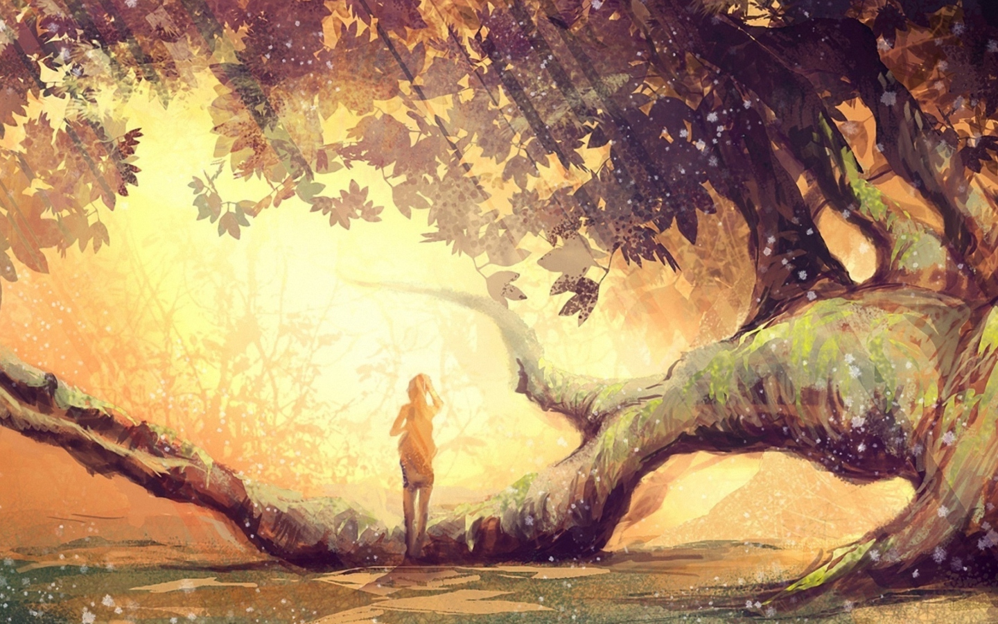 Screenshot №1 pro téma Girl And Fantasy Tree 1440x900