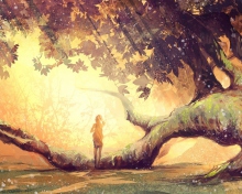 Fondo de pantalla Girl And Fantasy Tree 220x176