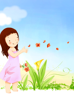 Screenshot №1 pro téma Summer Girl Drawing 240x320