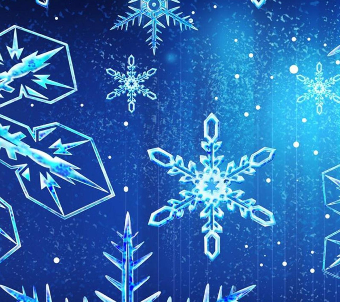 Das Blue Snowflakes Wallpaper 1080x960
