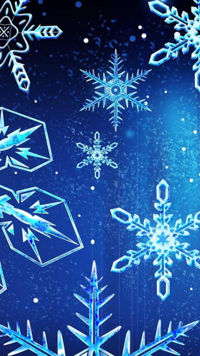 Обои Blue Snowflakes 640x1136