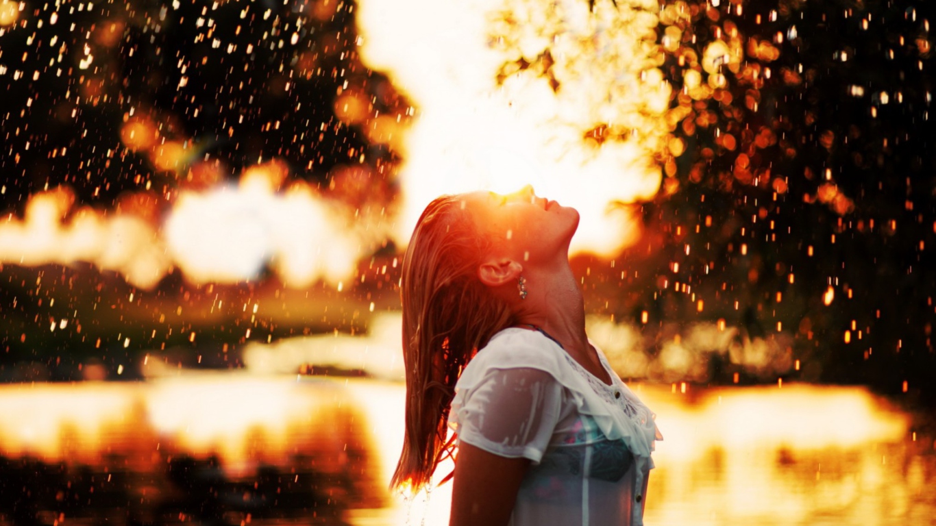 Summer Rain wallpaper 1366x768