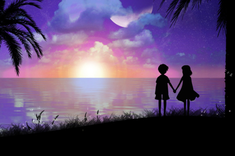 Holding Hands At Sunset wallpaper 480x320