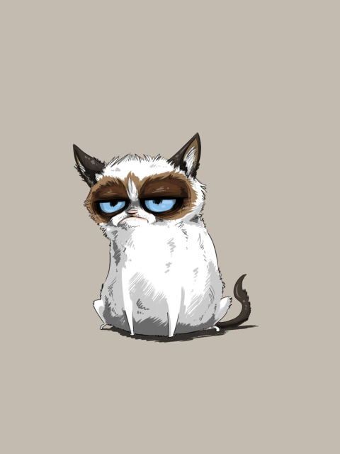 Grumpy Cat Drawing wallpaper 480x640