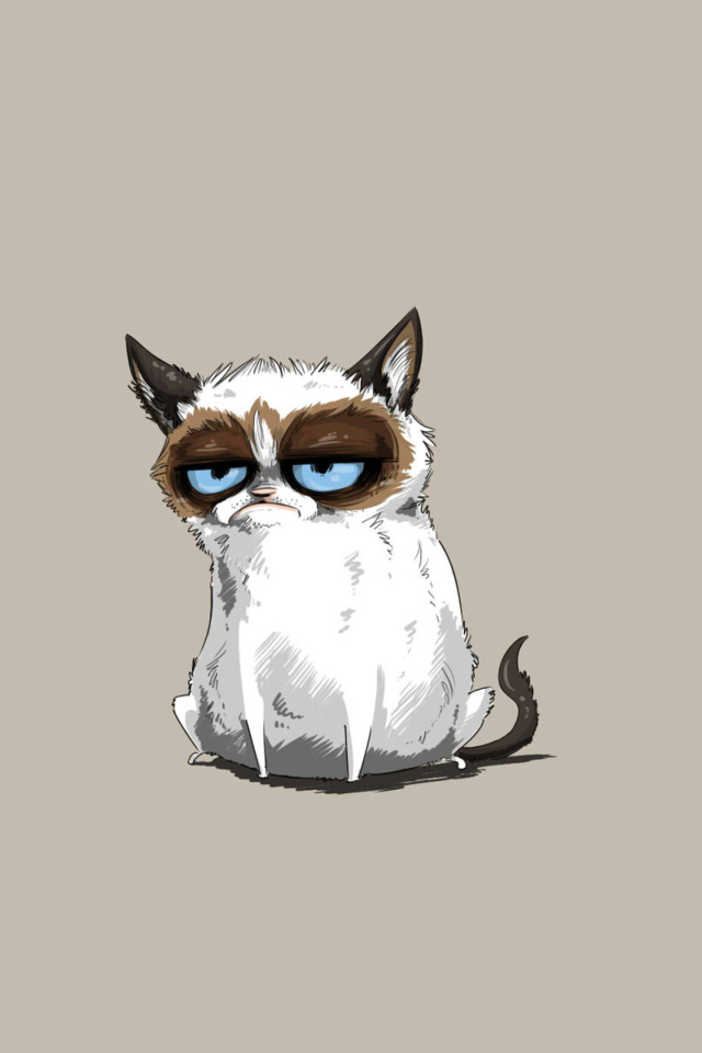 Das Grumpy Cat Drawing Wallpaper 640x960