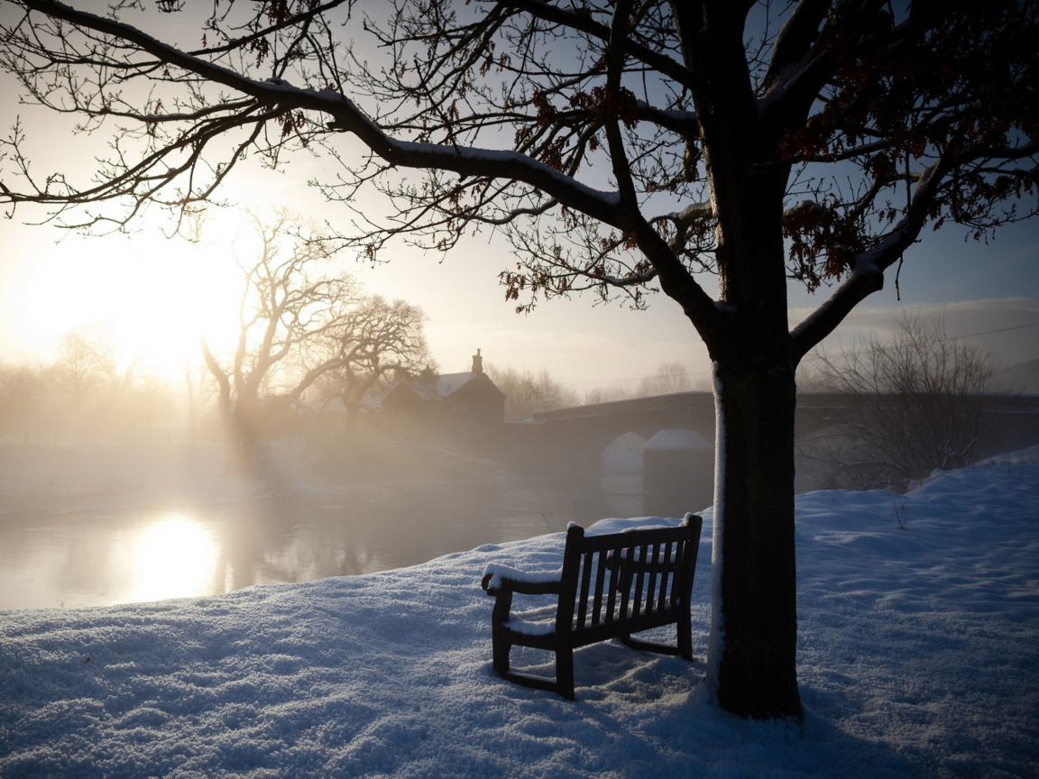 Fondo de pantalla Bench Covered With Snow 1152x864