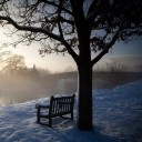 Das Bench Covered With Snow Wallpaper 128x128