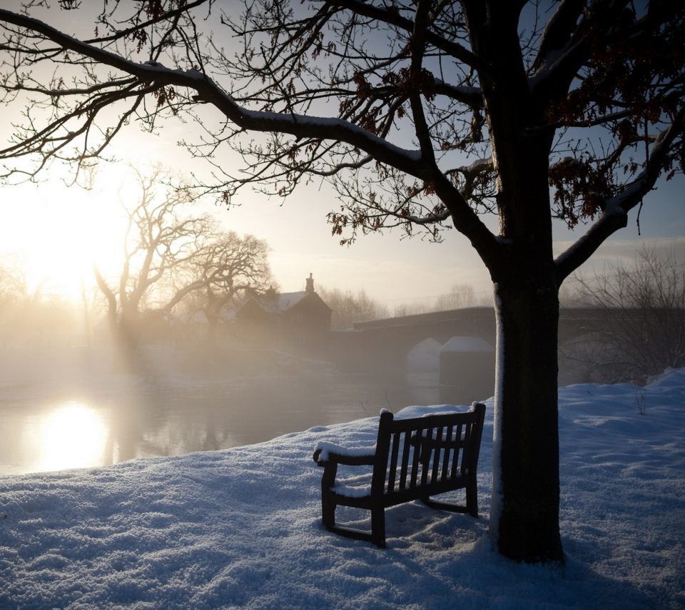 Bench Covered With Snow screenshot #1 960x854