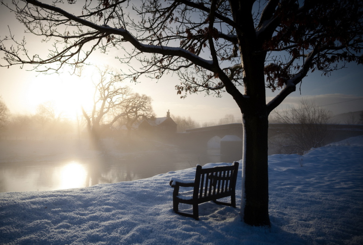 Bench Covered With Snow wallpaper