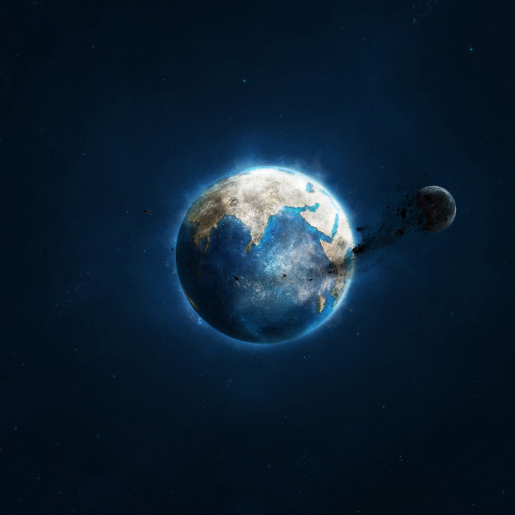 Planet and Asteroid wallpaper 1024x1024