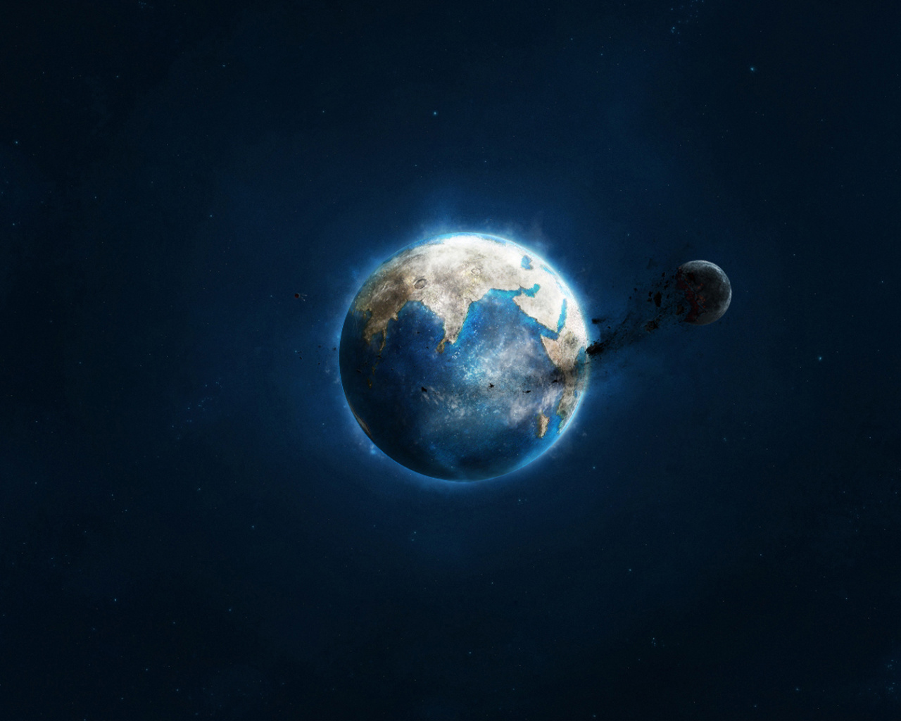Fondo de pantalla Planet and Asteroid 1280x1024