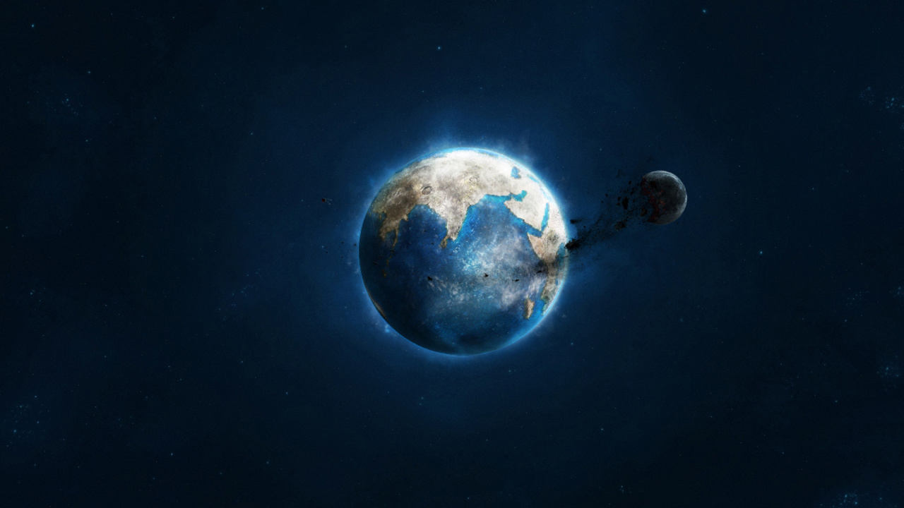 Planet and Asteroid wallpaper 1280x720