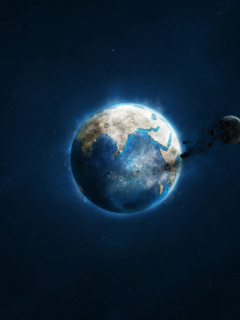 Fondo de pantalla Planet and Asteroid 240x320
