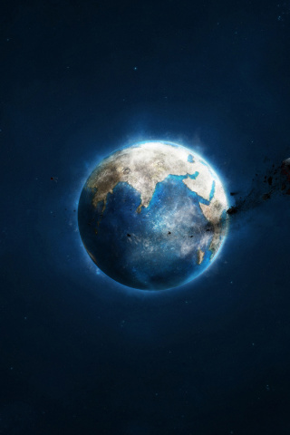 Planet and Asteroid wallpaper 320x480