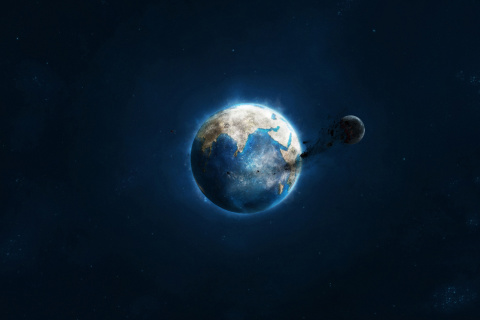 Planet and Asteroid wallpaper 480x320