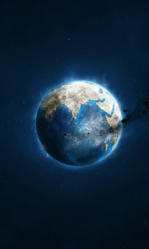Planet and Asteroid wallpaper 480x800