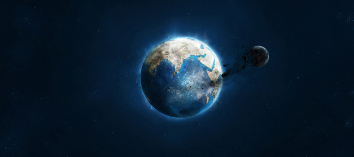 Planet and Asteroid wallpaper 720x320