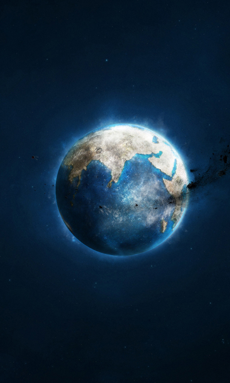 Planet and Asteroid wallpaper 768x1280