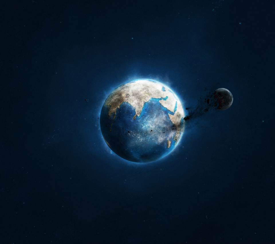 Planet and Asteroid wallpaper 960x854