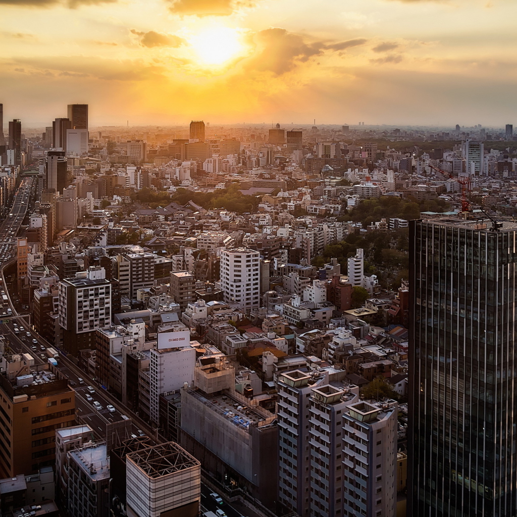 Fondo de pantalla Sunset Over Tokyo 1024x1024
