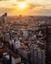 Fondo de pantalla Sunset Over Tokyo 176x220