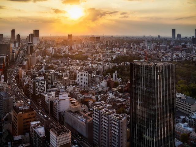 Fondo de pantalla Sunset Over Tokyo 640x480