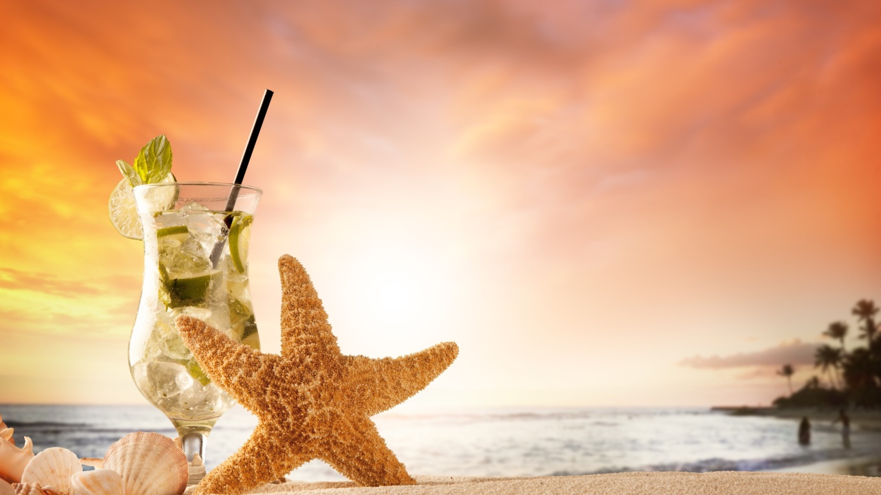 Обои Beach Drinks Cocktail 1280x720