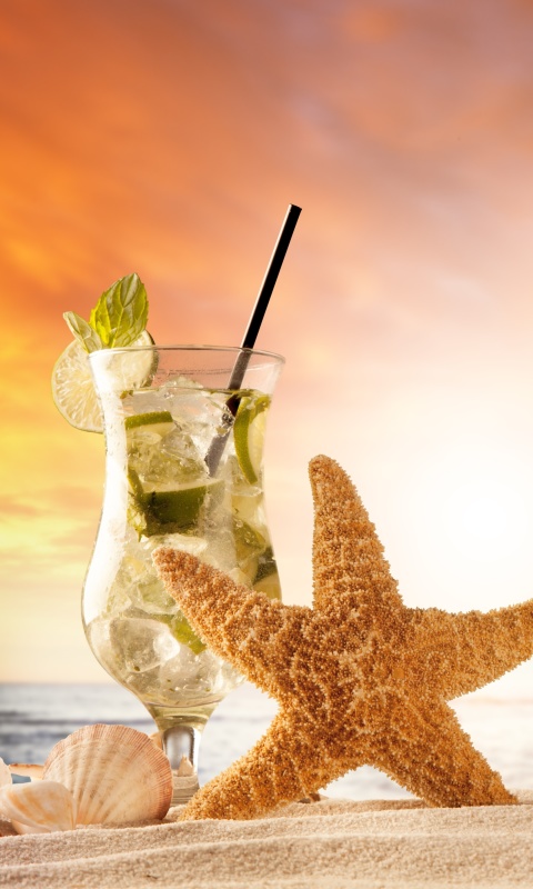 Das Beach Drinks Cocktail Wallpaper 480x800