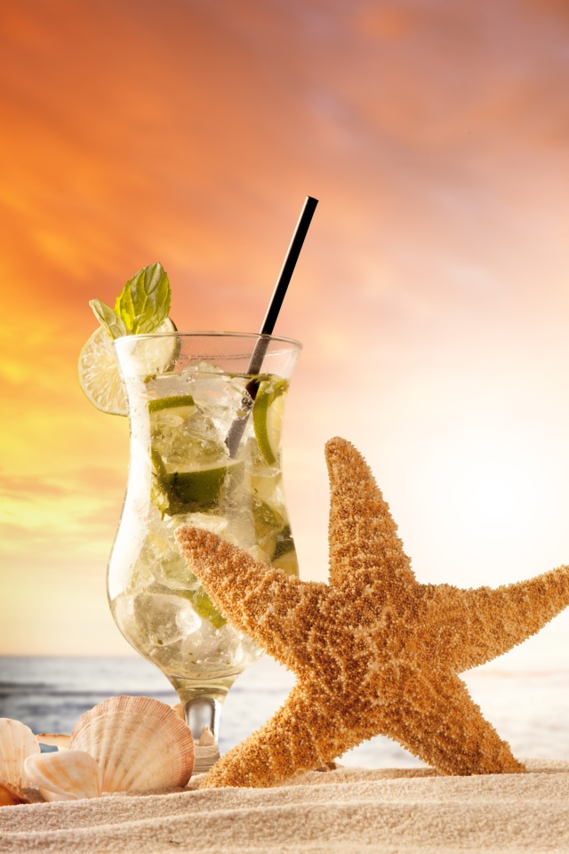 Beach Drinks Cocktail wallpaper 640x960