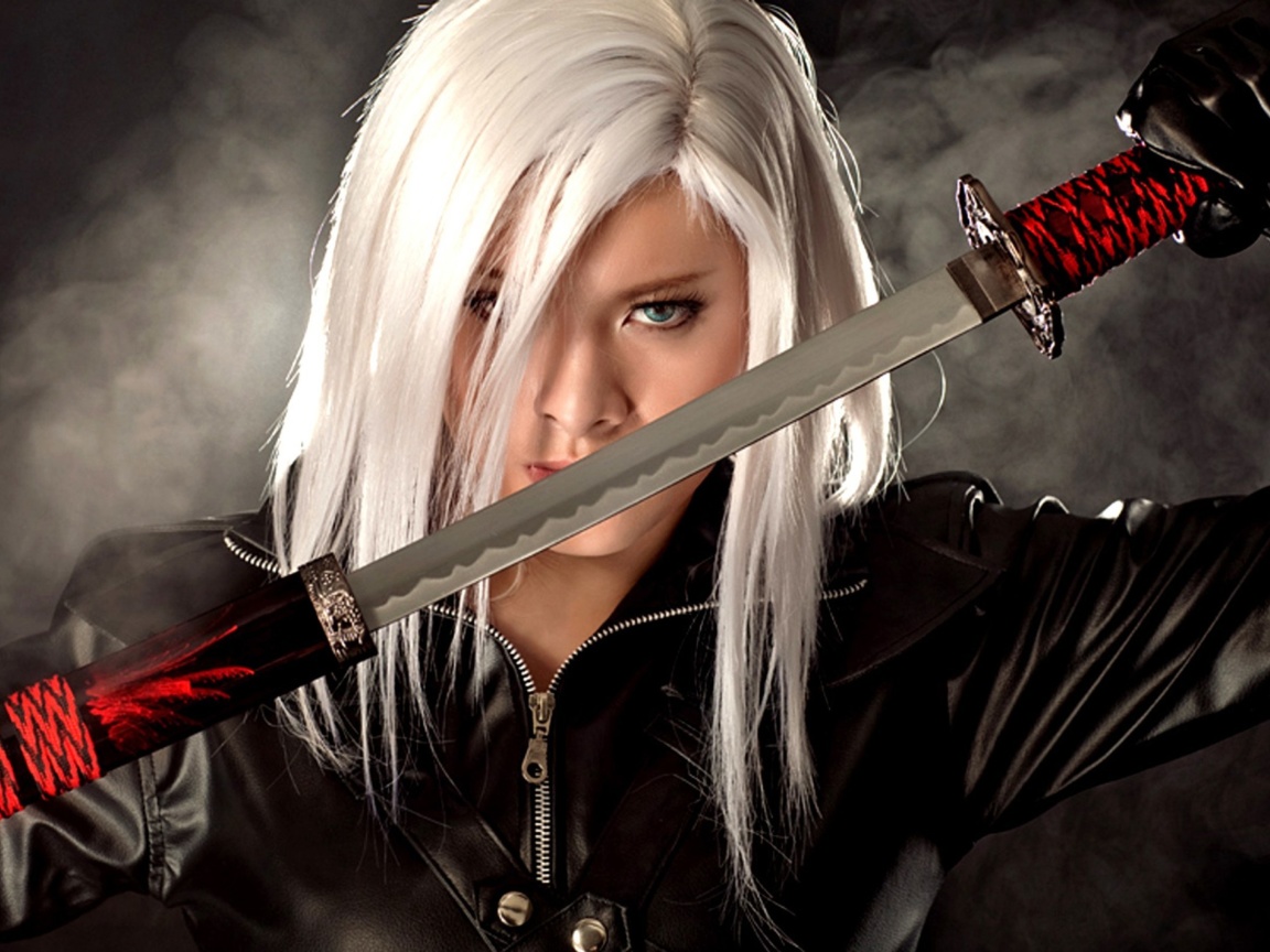 Das Warrior Girl with Katana Wallpaper 1152x864