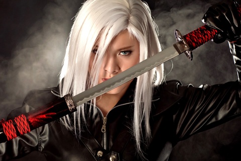 Warrior Girl with Katana wallpaper 480x320