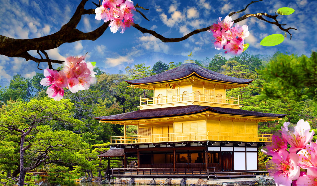Das Golden Pavilion - Kinkaku-Ji Wallpaper 1024x600