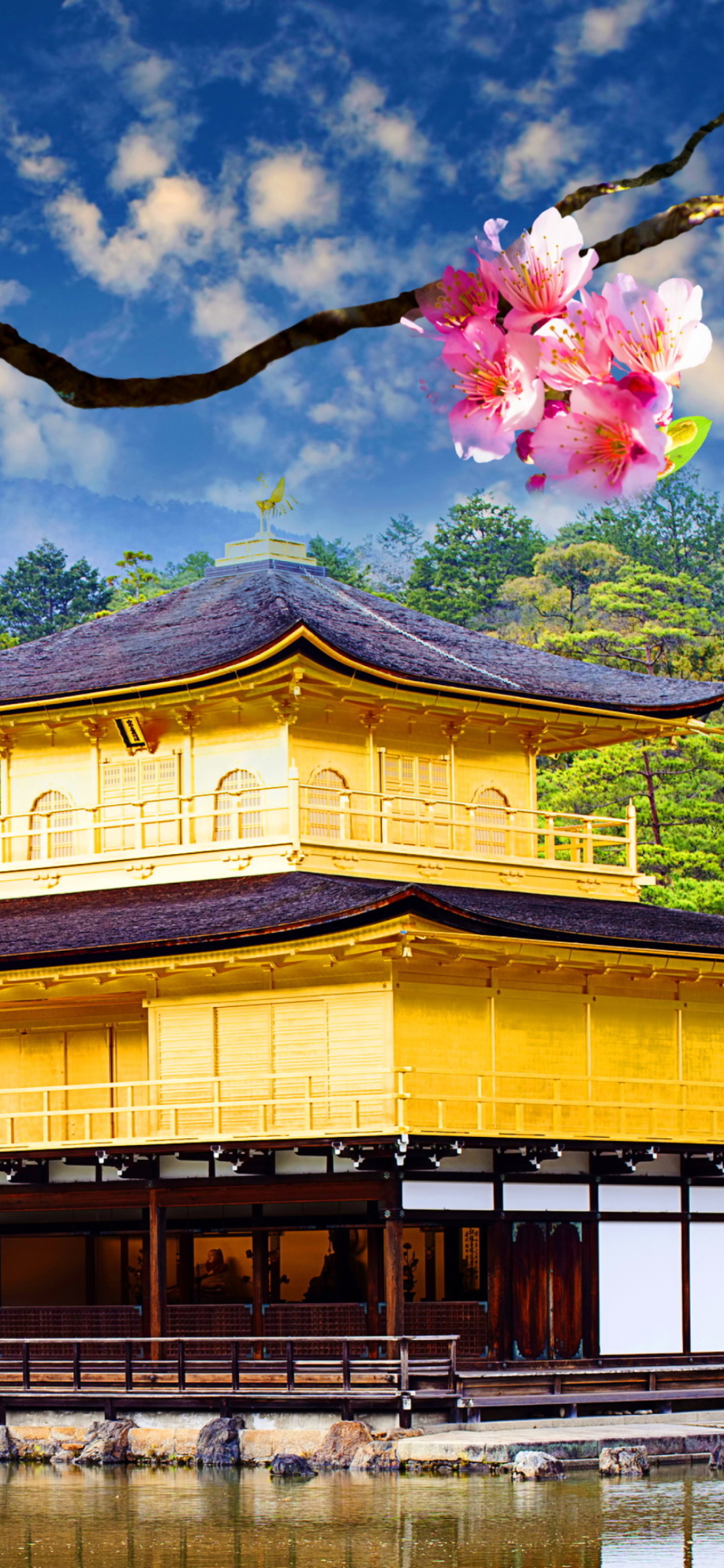 Das Golden Pavilion - Kinkaku-Ji Wallpaper 1170x2532