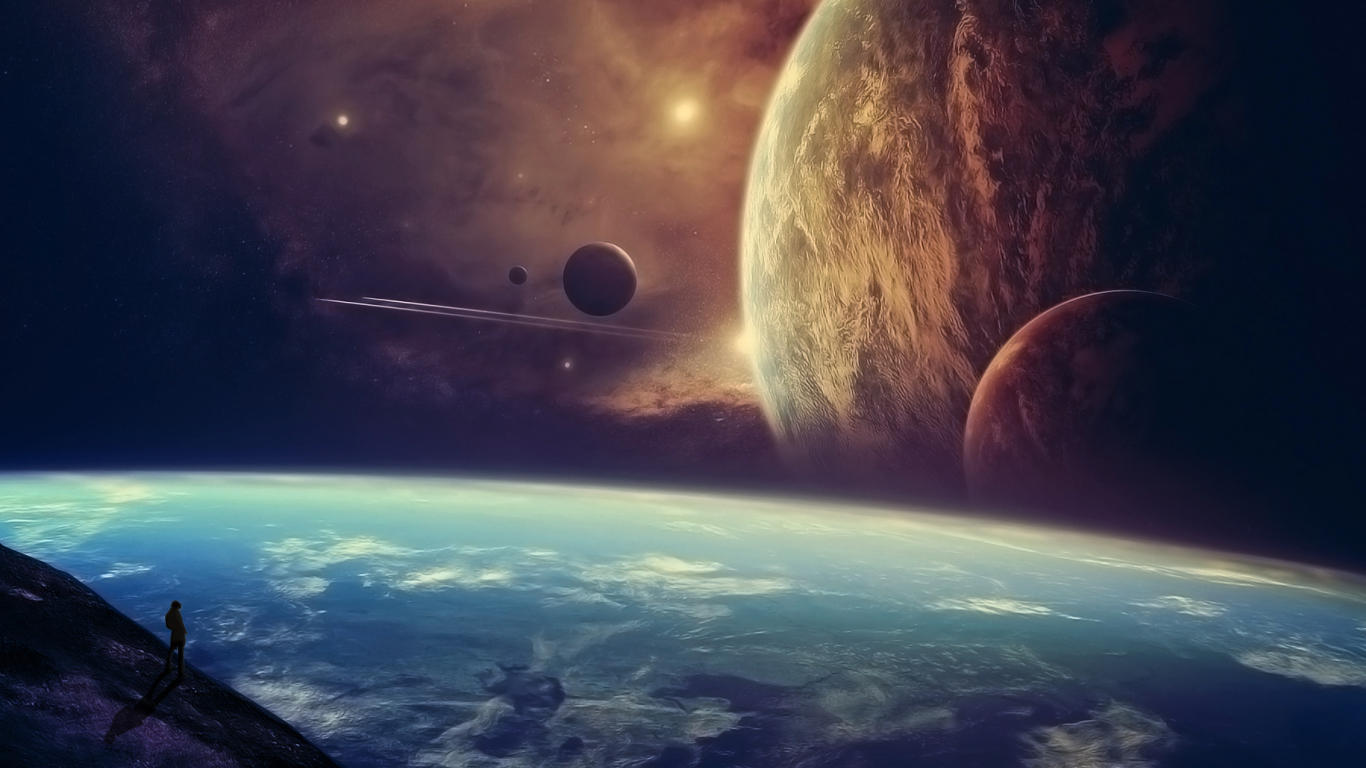 Das Planets In Open Space Wallpaper 1366x768