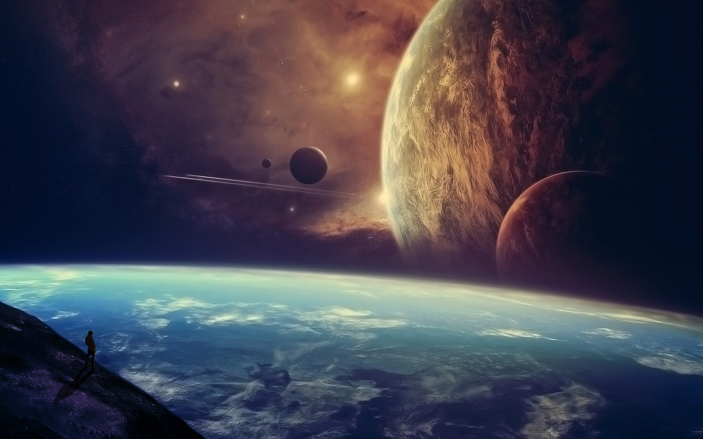 Fondo de pantalla Planets In Open Space 1440x900