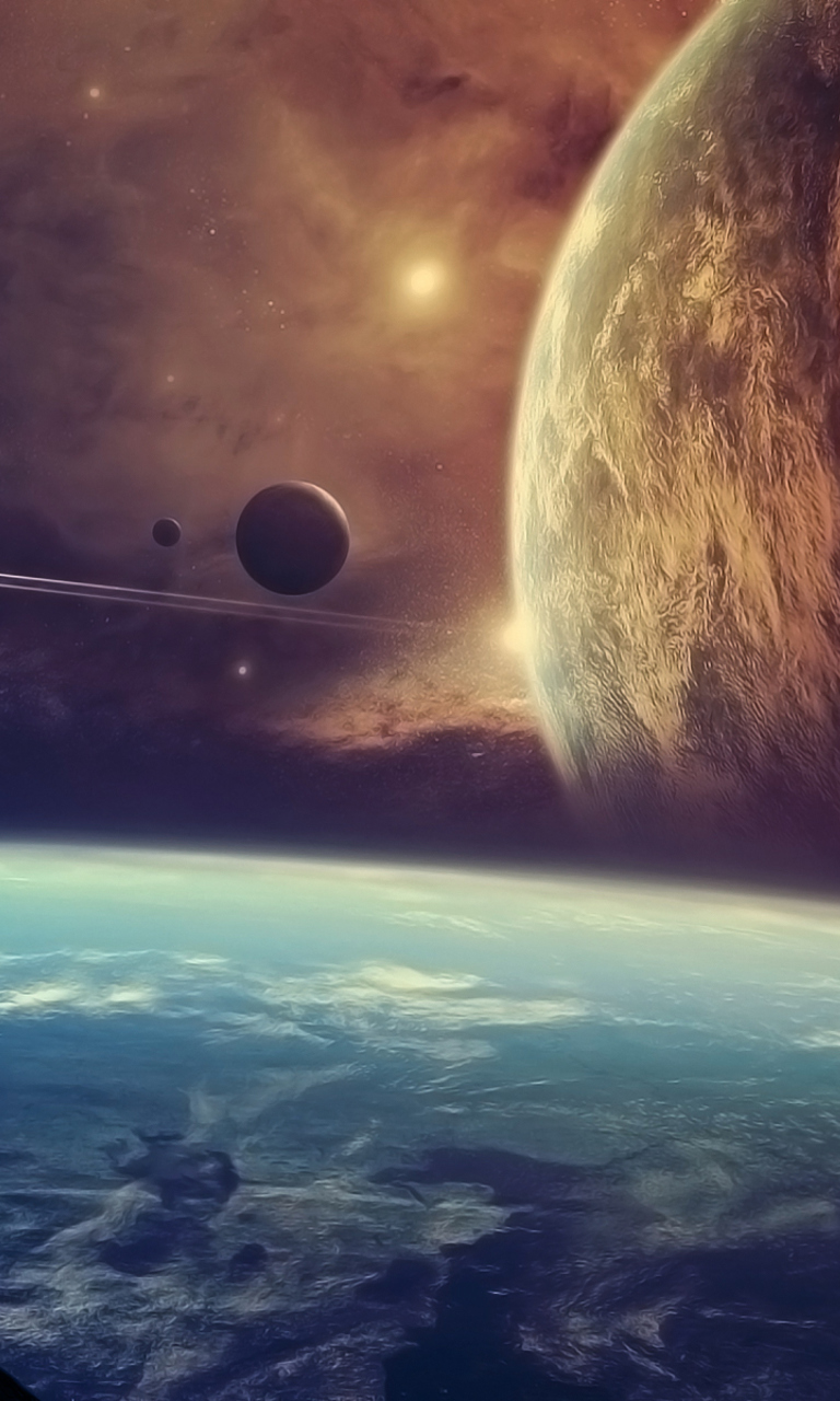 Planets In Open Space wallpaper 768x1280