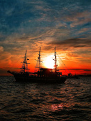 Ship in sunset wallpaper 132x176
