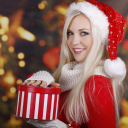 Fondo de pantalla Blonde Santa Claus Girl 128x128